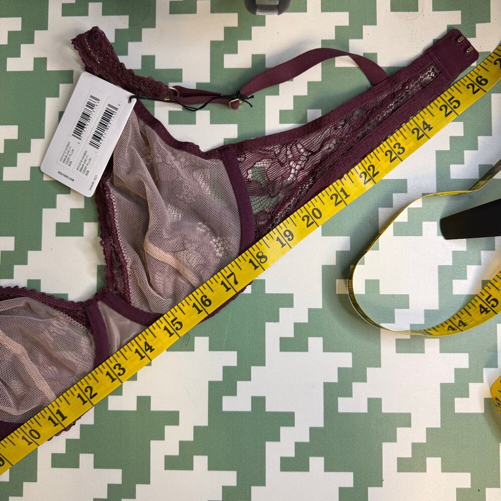 Wolford Lace Bra Deep Plum Purple Underwire Size 36B NWT $248 MSRP - Picture 6 of 7